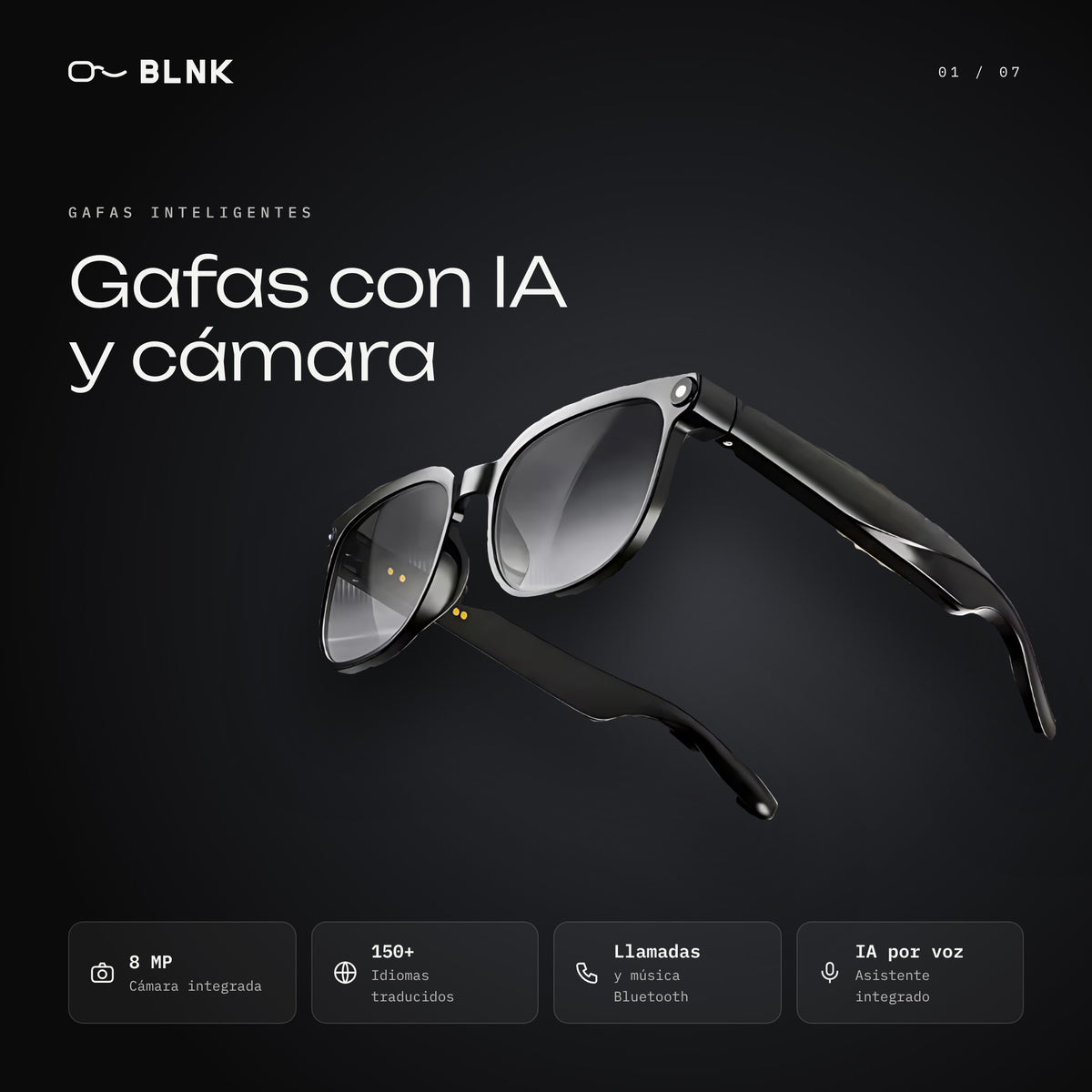 Gafas inteligentes con IA y cámara