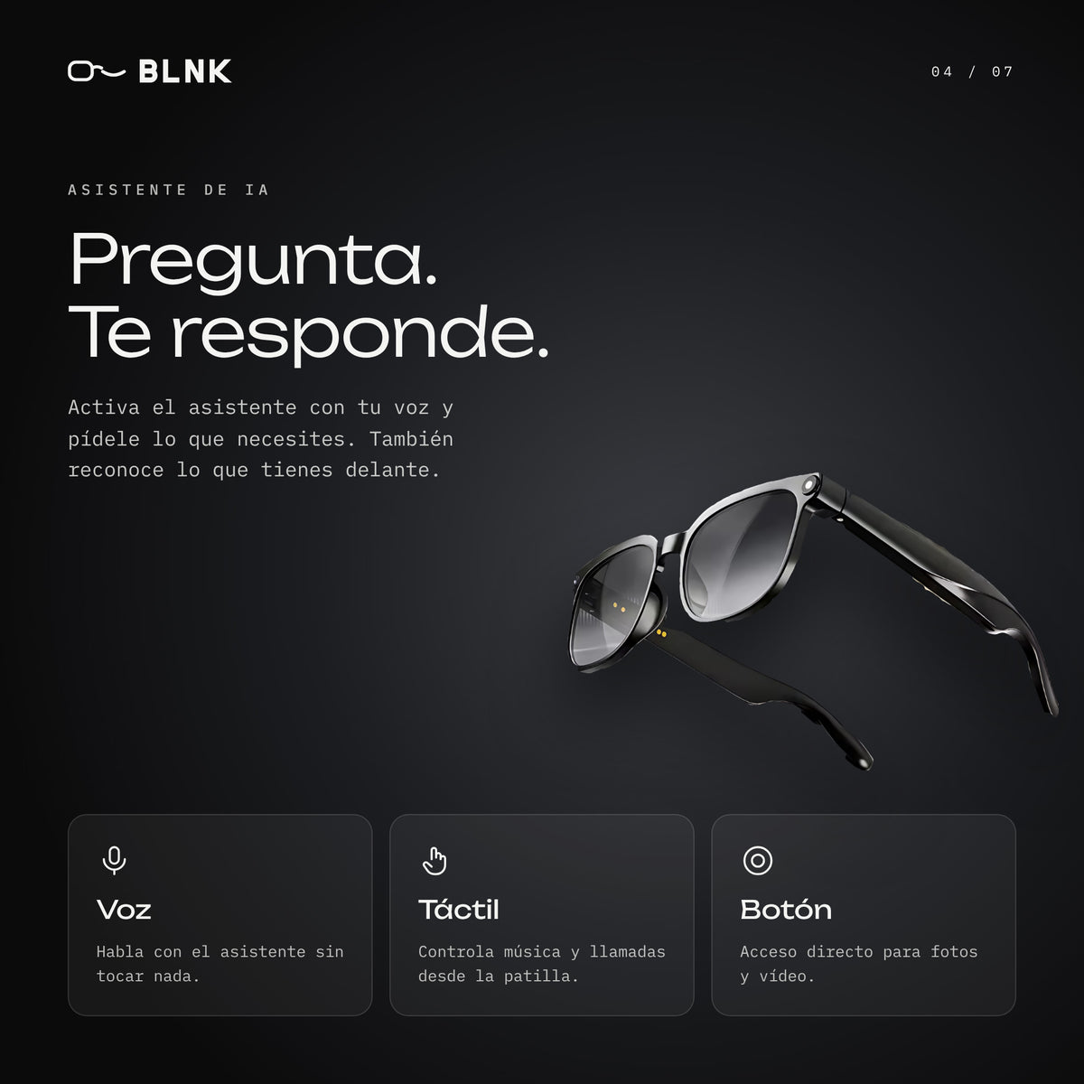 Gafas inteligentes con IA y cámara